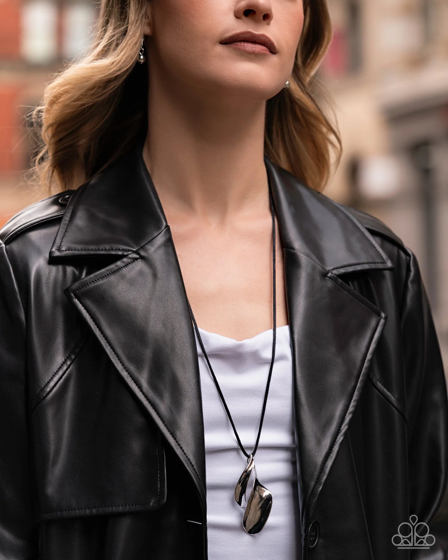 Paparazzi Impressive Individual - Silver Twisted Pendant Black Cord Necklace Empower Me Pink 2026 EMP Exclusives N3986