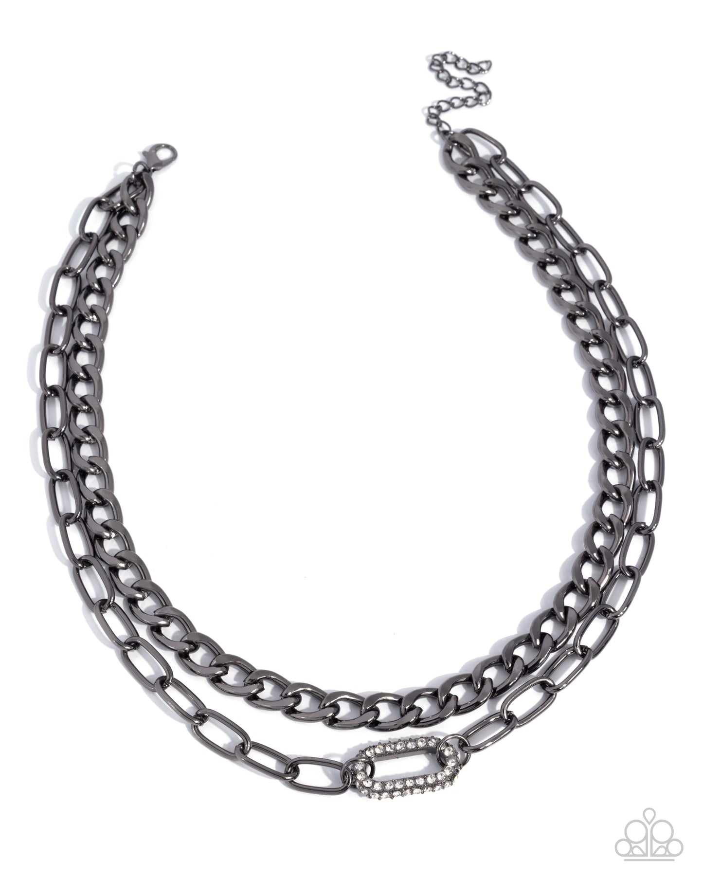 Paparazzi Lethal Luminescence - Black Gunmetal Layered Chain Necklace