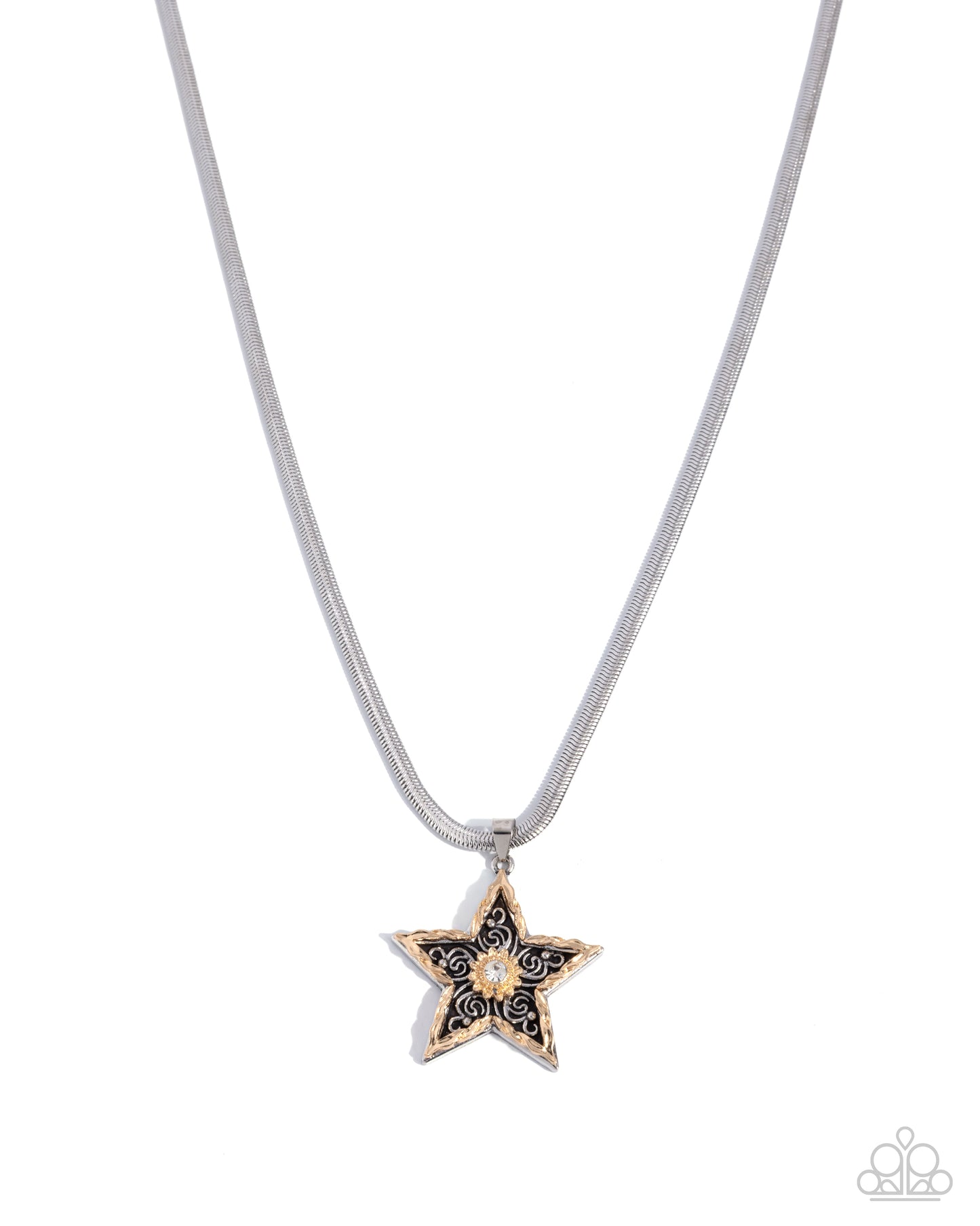 Paparazzi Stellar Simplicity - Silver Star Gold Sun Necklace N4028