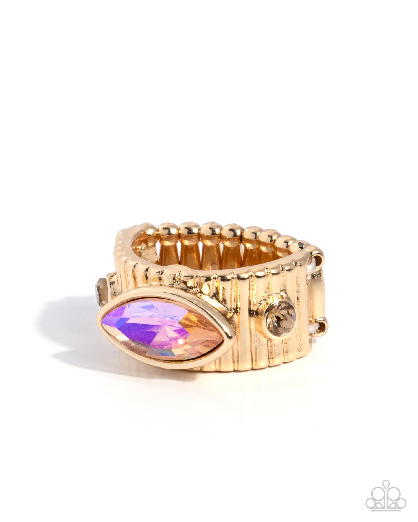 Paparazzi Modern Marquise - Orange UV Shimmery Gem Gold Ring R1376