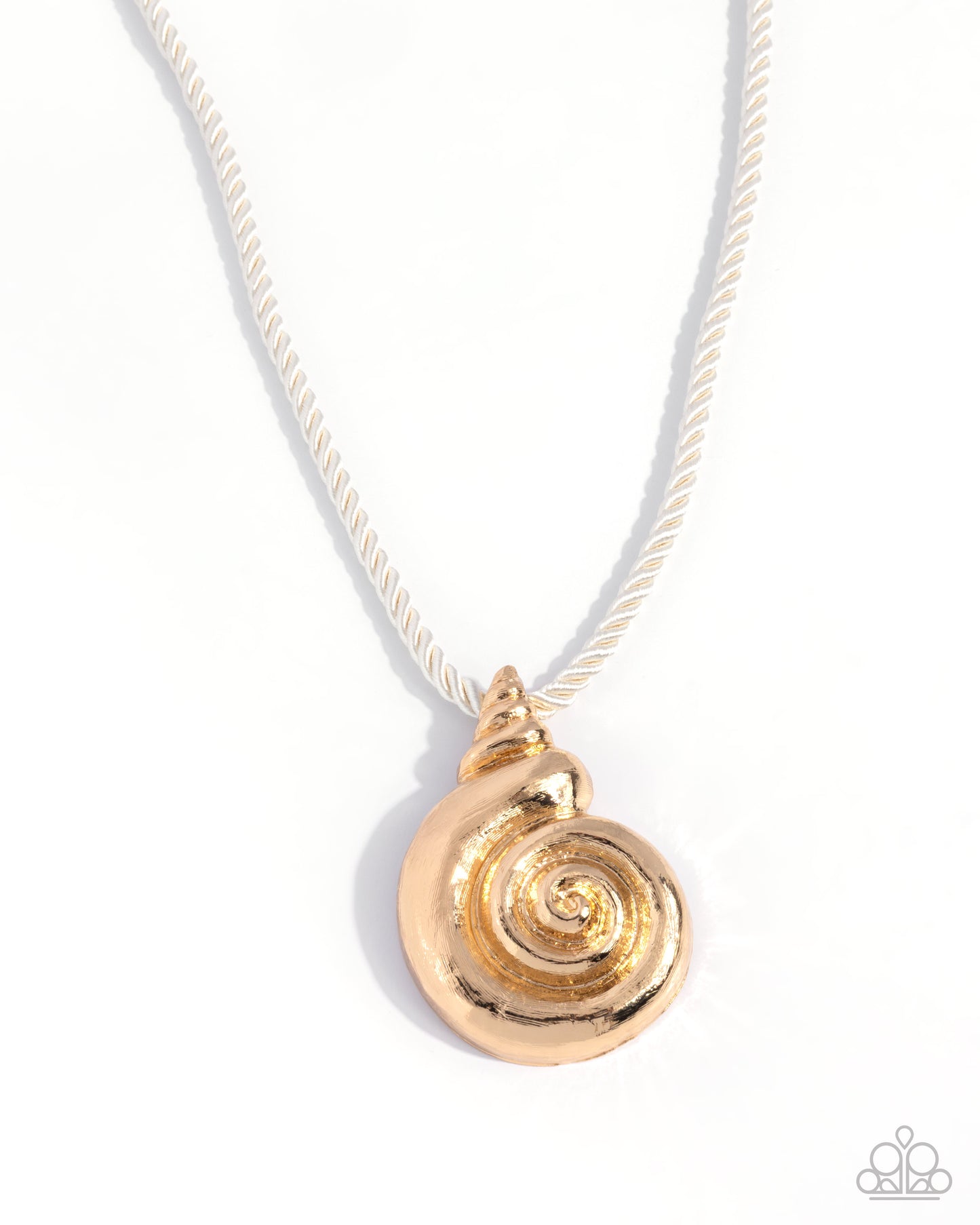 Paparazzi Coastal Chance - Gold Seashell Pendant & White Cord Nautical Beach Theme Necklace N3919
