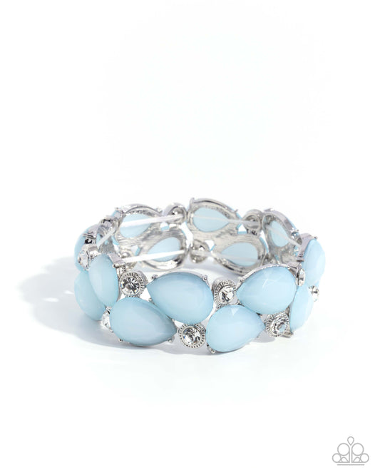 Paparazzi Spirited Sashay - Blue, Light Blue & White Gem Stretch Bracelet B2675