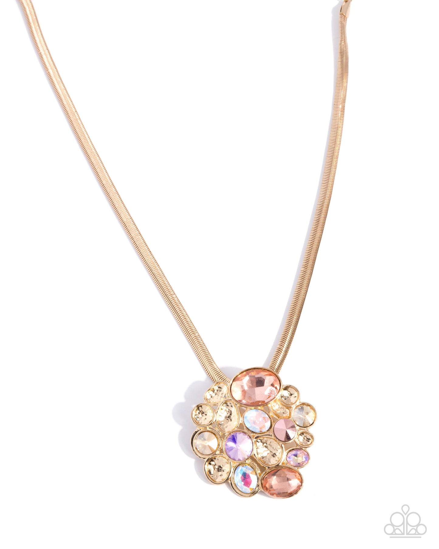 Paparazzi Scattered Staple - Gold, Copper Aurum, Champagne, Purple, UV Shimmery Rhinestone & Gem Necklace N0586