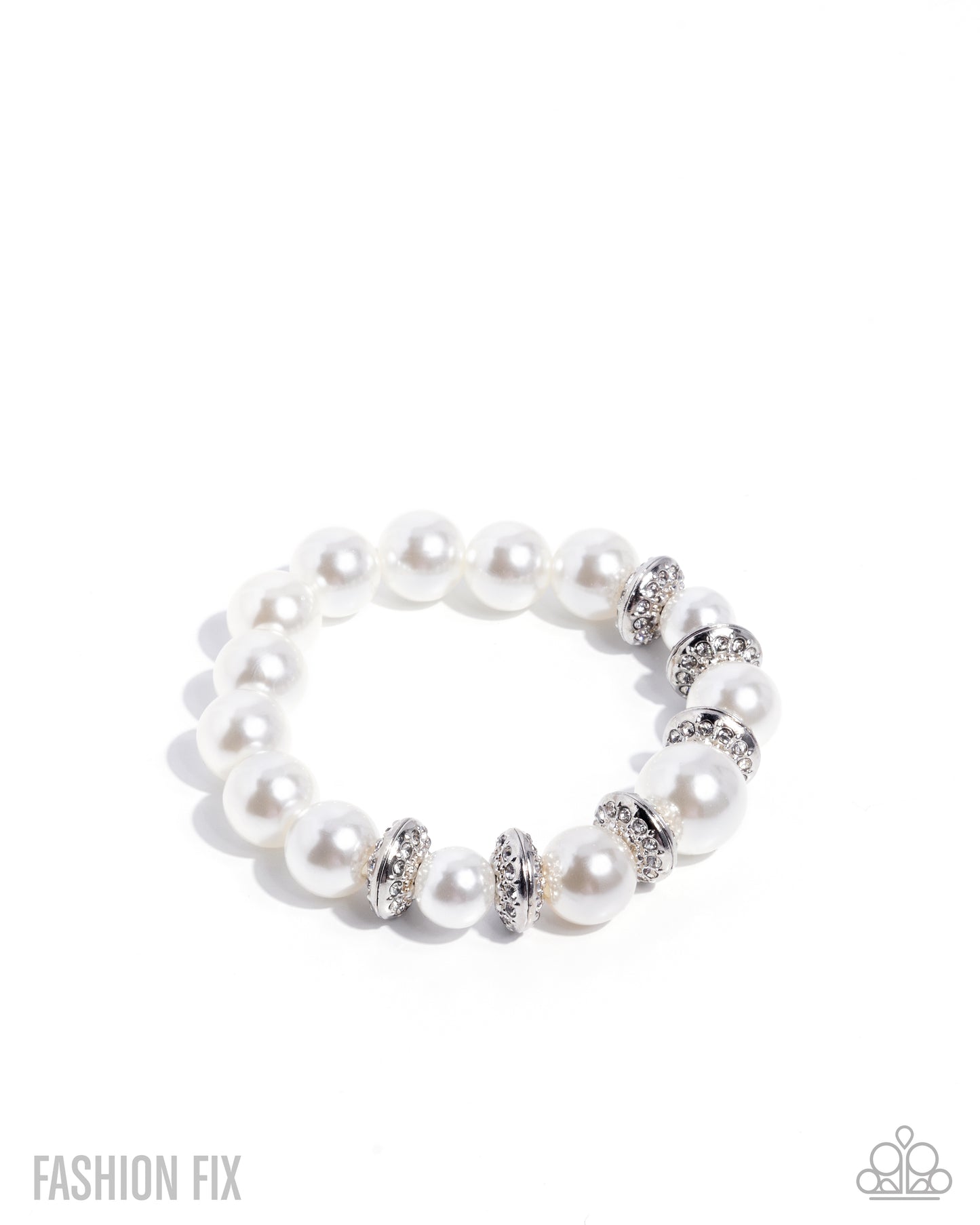 Paparazzi Hypnotizing History - White Pearl & Rhinestone Stretch Bracelet Fiercely 5th Avenue Fashion Fix Trend Blend January 2026 B2580