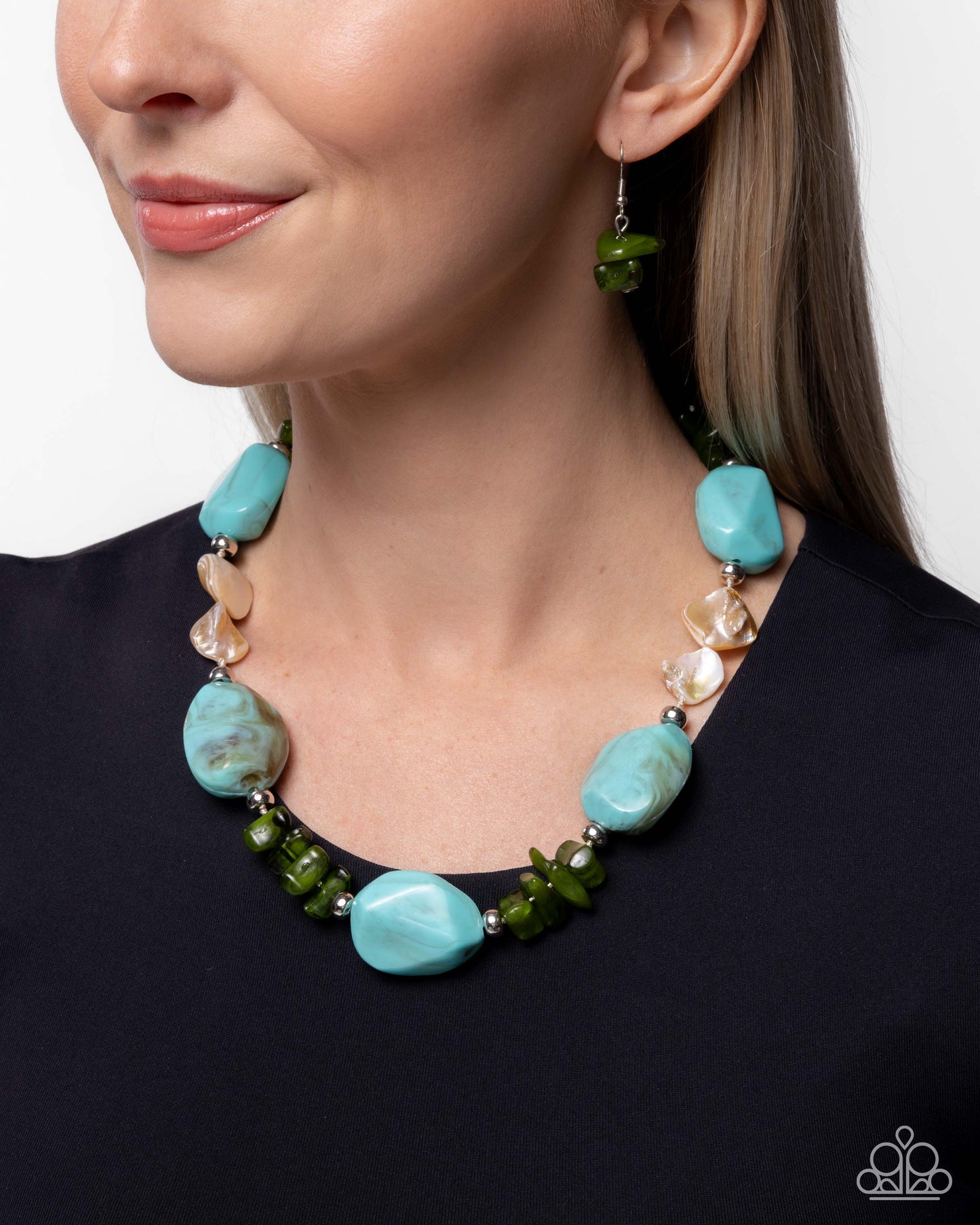 Paparazzi Coastal Cha Cha - Blue Turquoise & Green Beaded Necklace