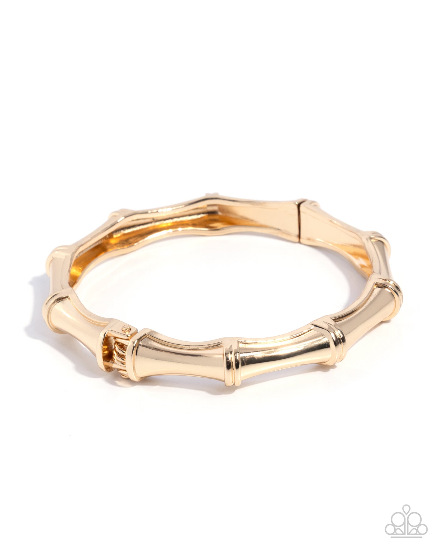 Paparazzi Textured Tale - Gold Bamboo Style Hinge Bracelet B2668