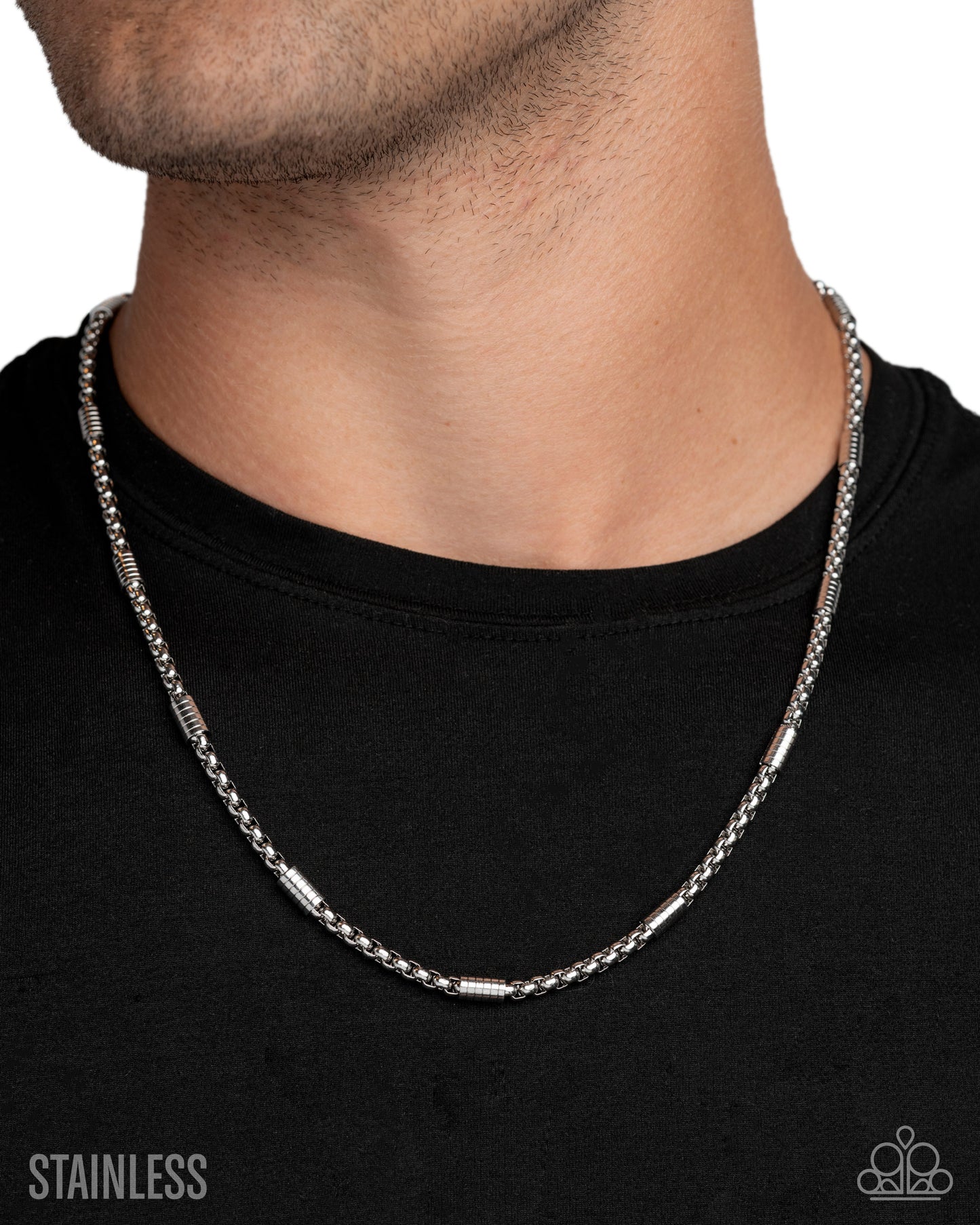 Paparazzi Barricade Bravado - Silver Stainless Steel Boldly Barricaded Urban Necklace & Brash Barricade Stainless Steel Urban Bracelet