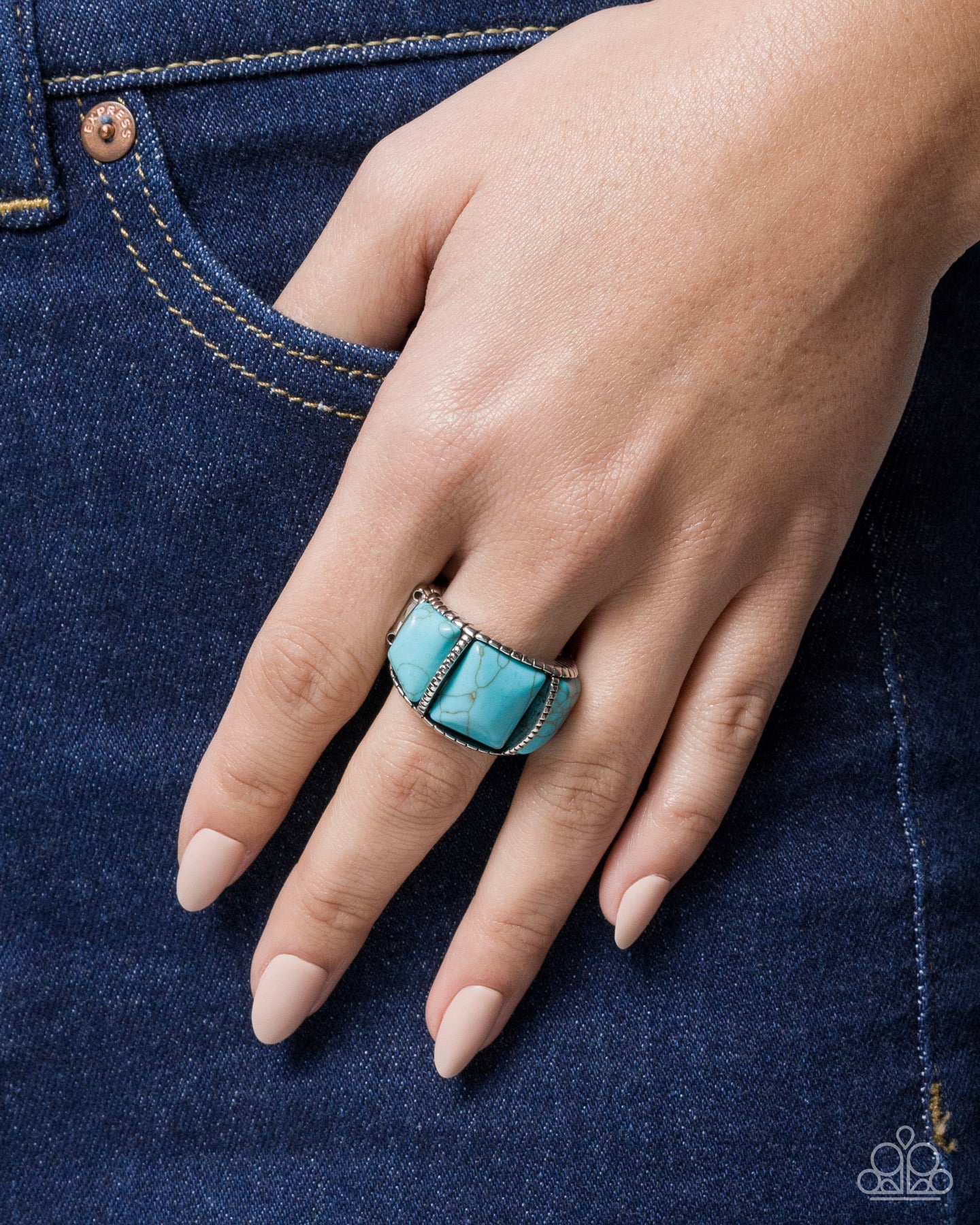 Paparazzi Spirited Scale - Blue Turquoise Stone Ring R1260