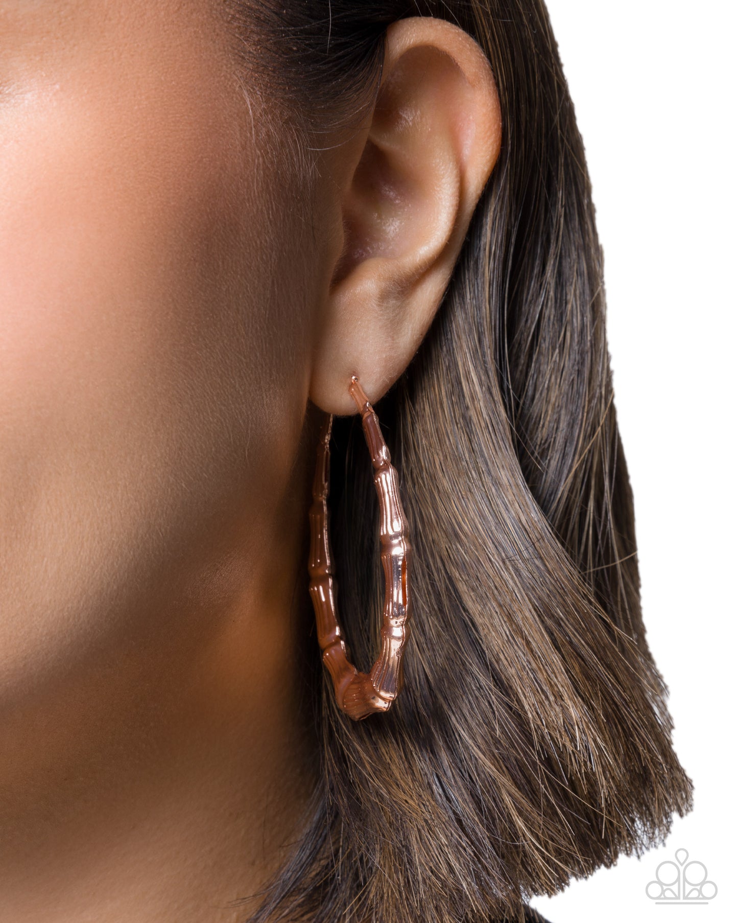 Paparazzi Daily Dose of Texture - Copper Hammered High Seen Teardrop 1 1/2 Inch Hoop Earring E3403