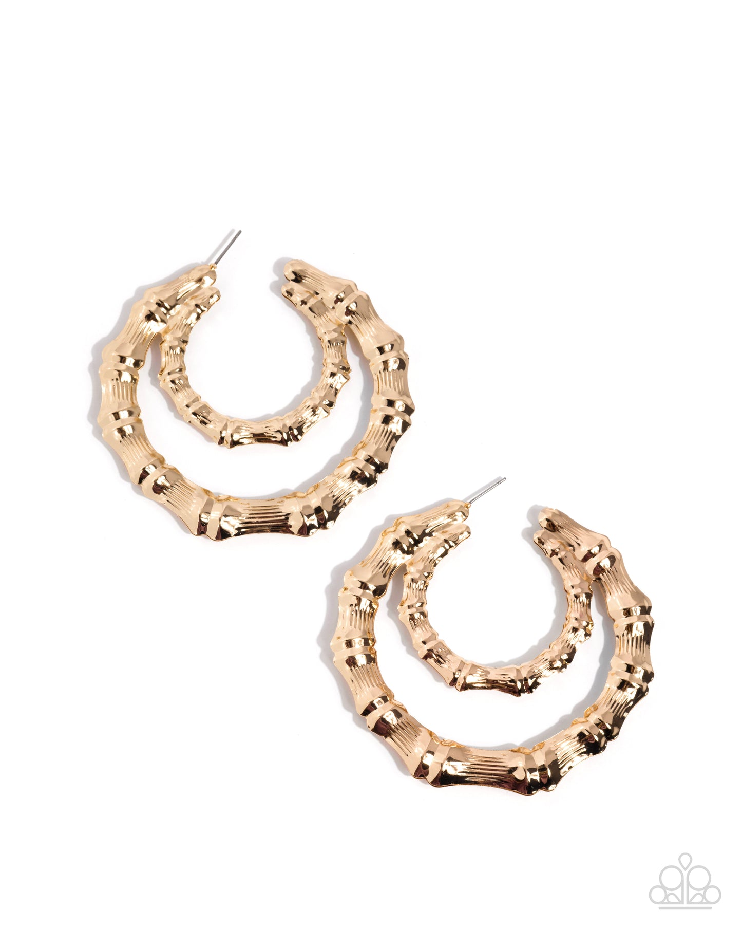 Paparazzi Tabloid Tiers - Gold Textured 3 Inch Hoop Earring