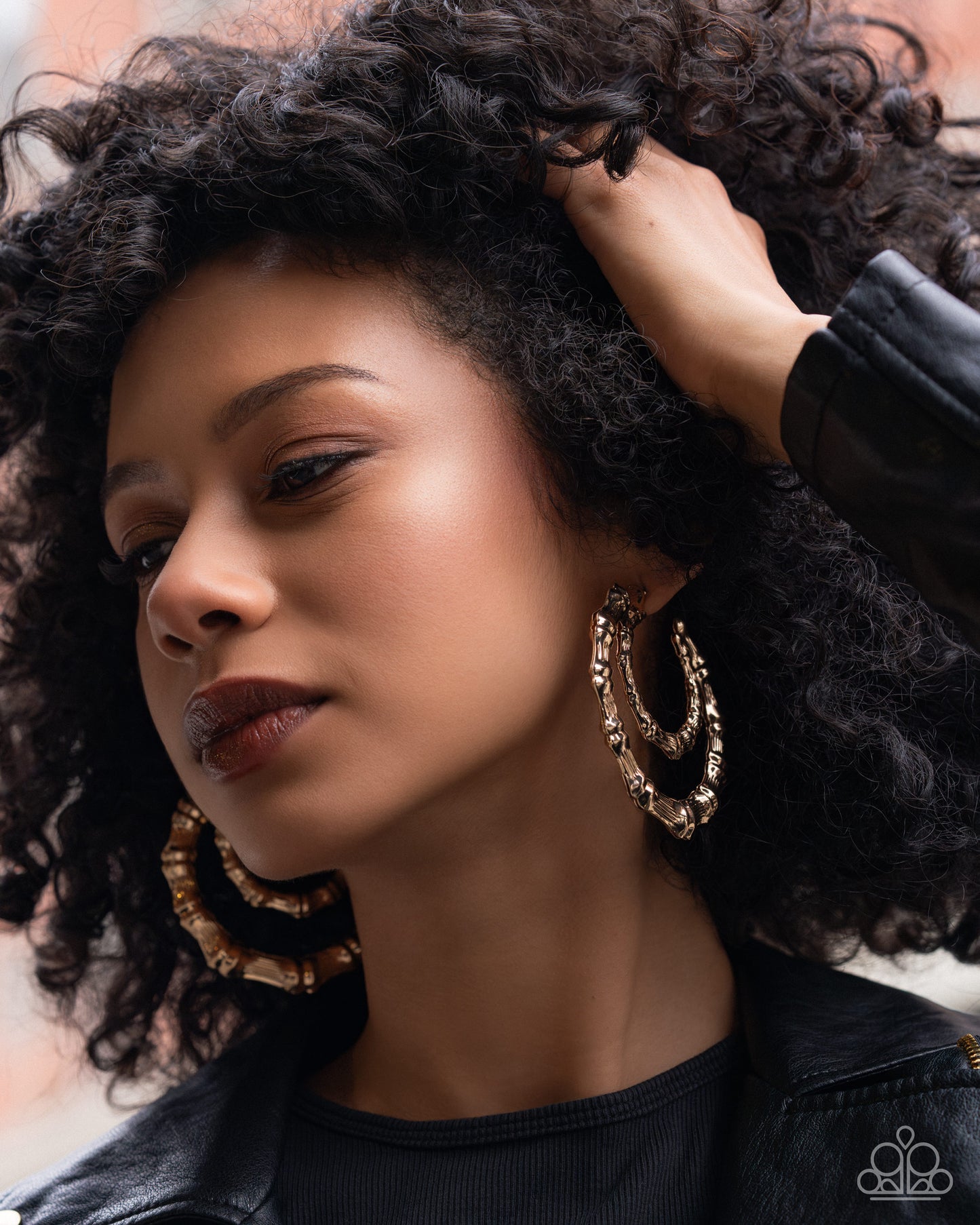 Paparazzi Tabloid Tiers - Gold Textured 3 Inch Hoop Earring
