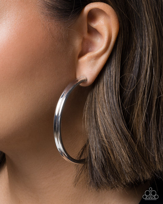 Paparazzi Sleek Staple - Silver 2 3/4 Inch Hoop Earring