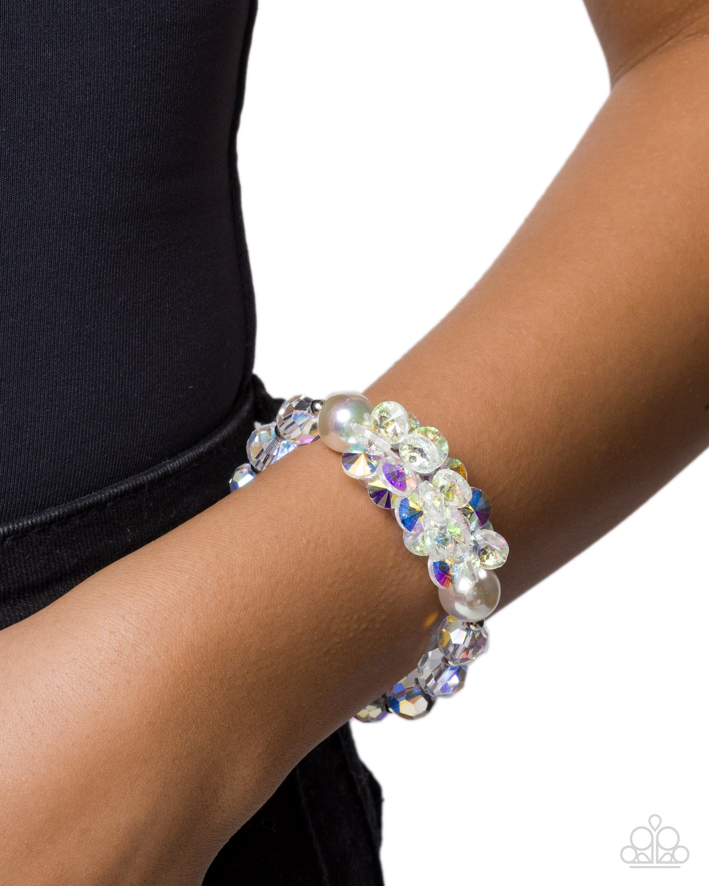 Paparazzi Bagatelle Bling - White UV Shimmery Bead Stretch Bracelet B2731