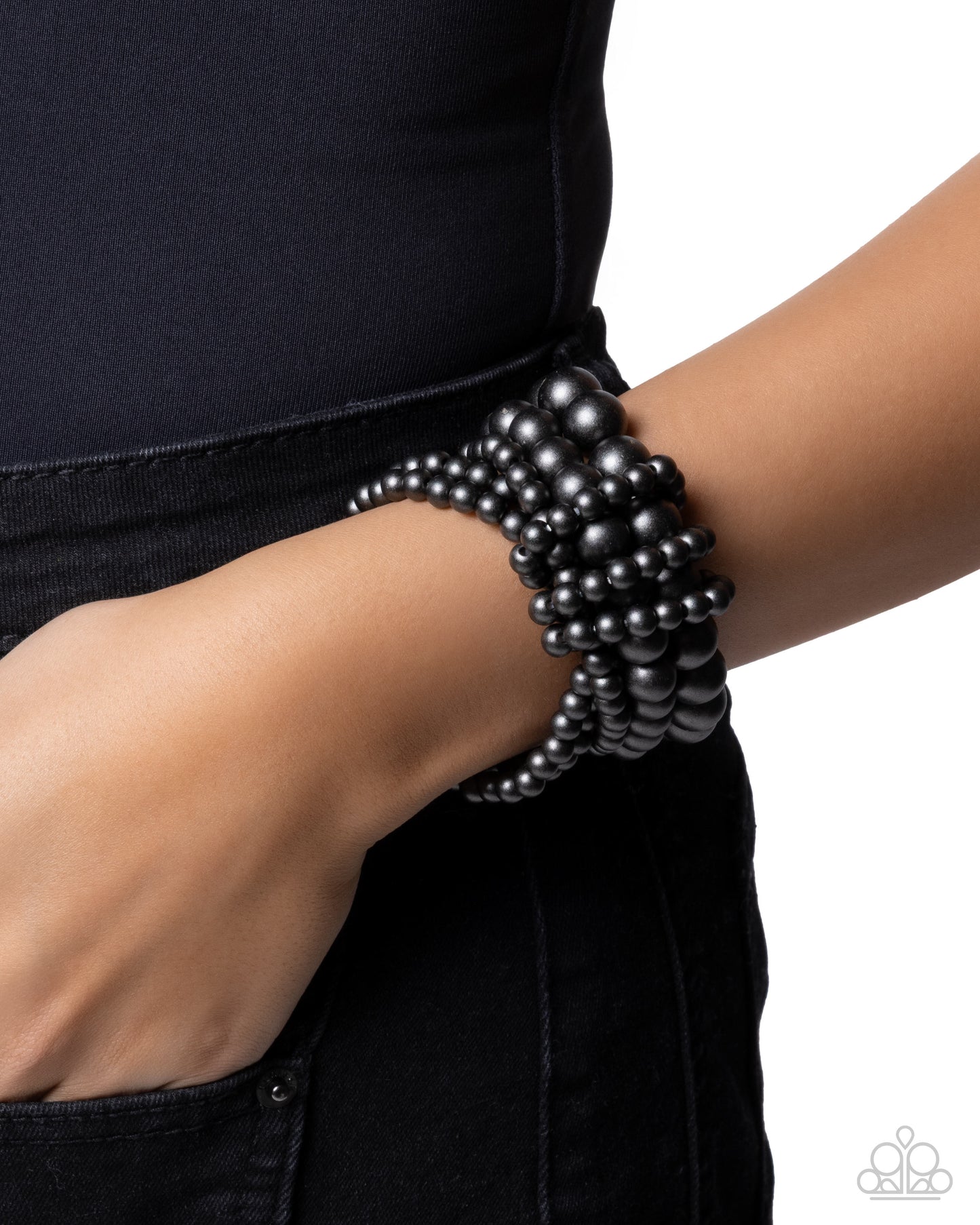 Paparazzi Constant Charm - Black Wood Bead Stretch Bracelet B2676