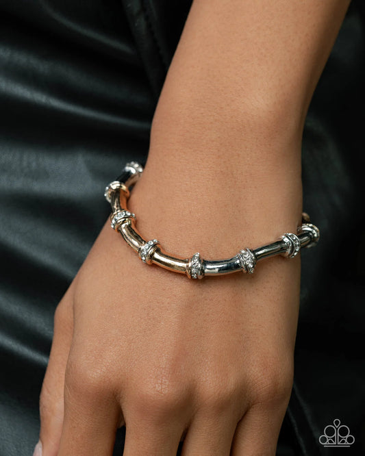 Paparazzi Bamboo Forest - Multi Silver & Gold Mixed Metal Stretch Bracelet Empower Me Pink 2026 Exclusive B2657