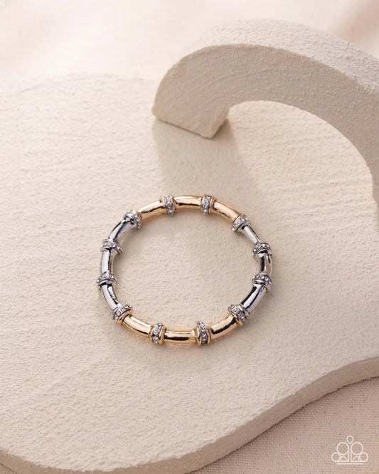 Paparazzi Bamboo Forest - Multi Silver & Gold Mixed Metal Stretch Bracelet Empower Me Pink 2026 Exclusive B2657