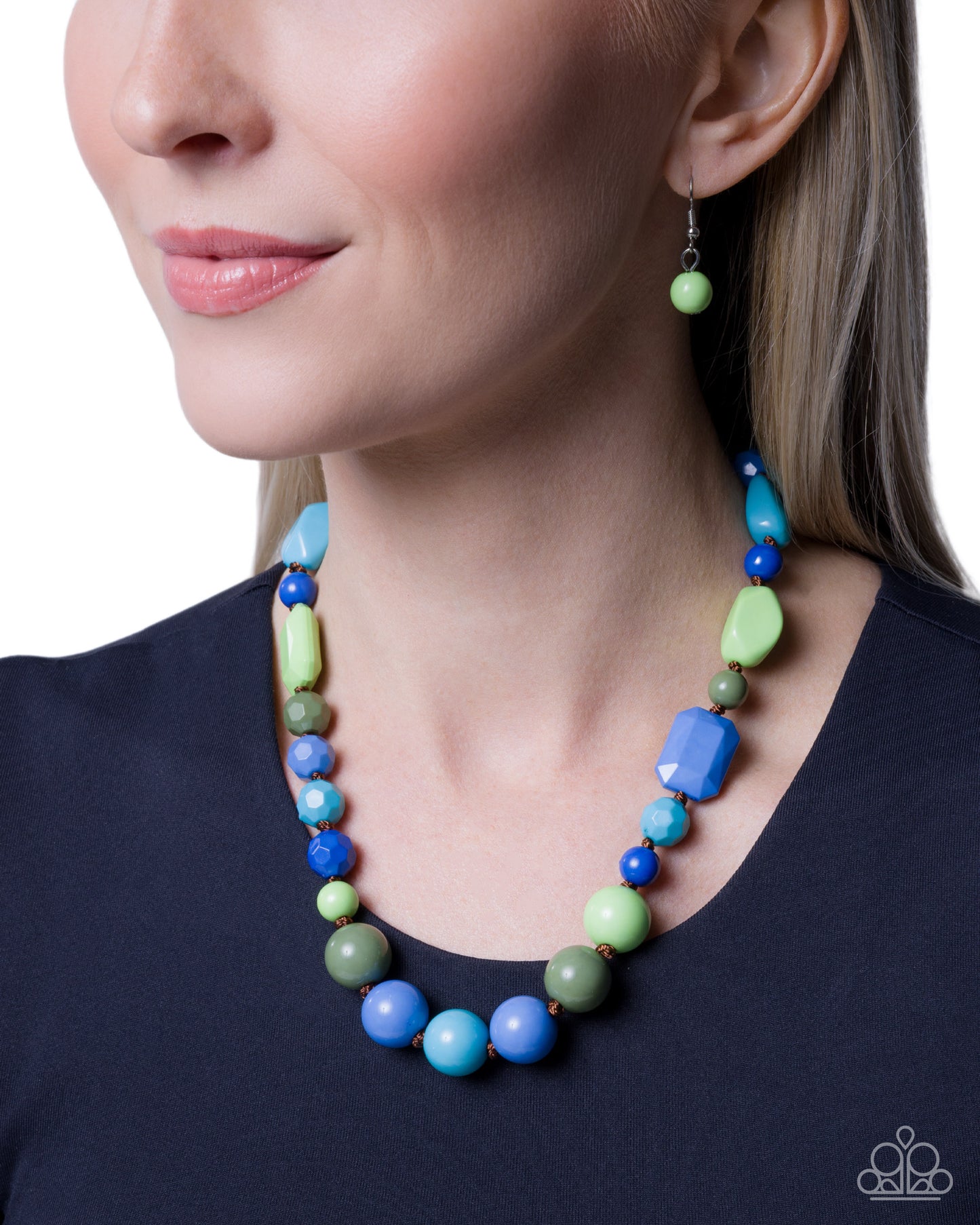 Paparazzi Socialite Shapes - Green, Blue, & Multicolored Bead Necklace N3282