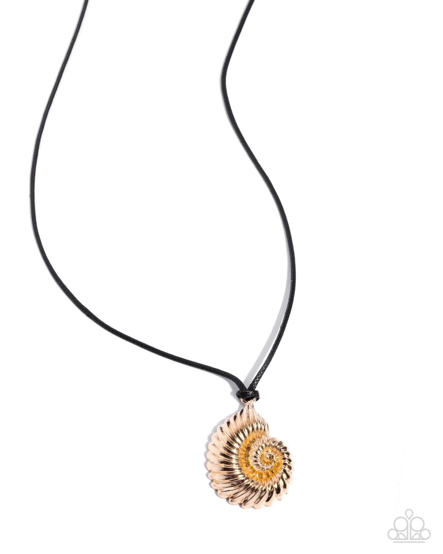 Paparazzi Coastal Callback - Gold Seashell Black Corded Nautical Style Necklace