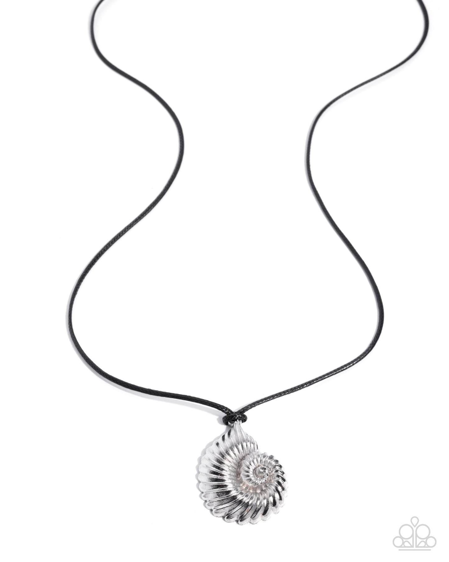 Paparazzi Coastal Callback - Black Cord & Silver Seashell Beach Vibe Necklace Empower Me Pink Exclusive