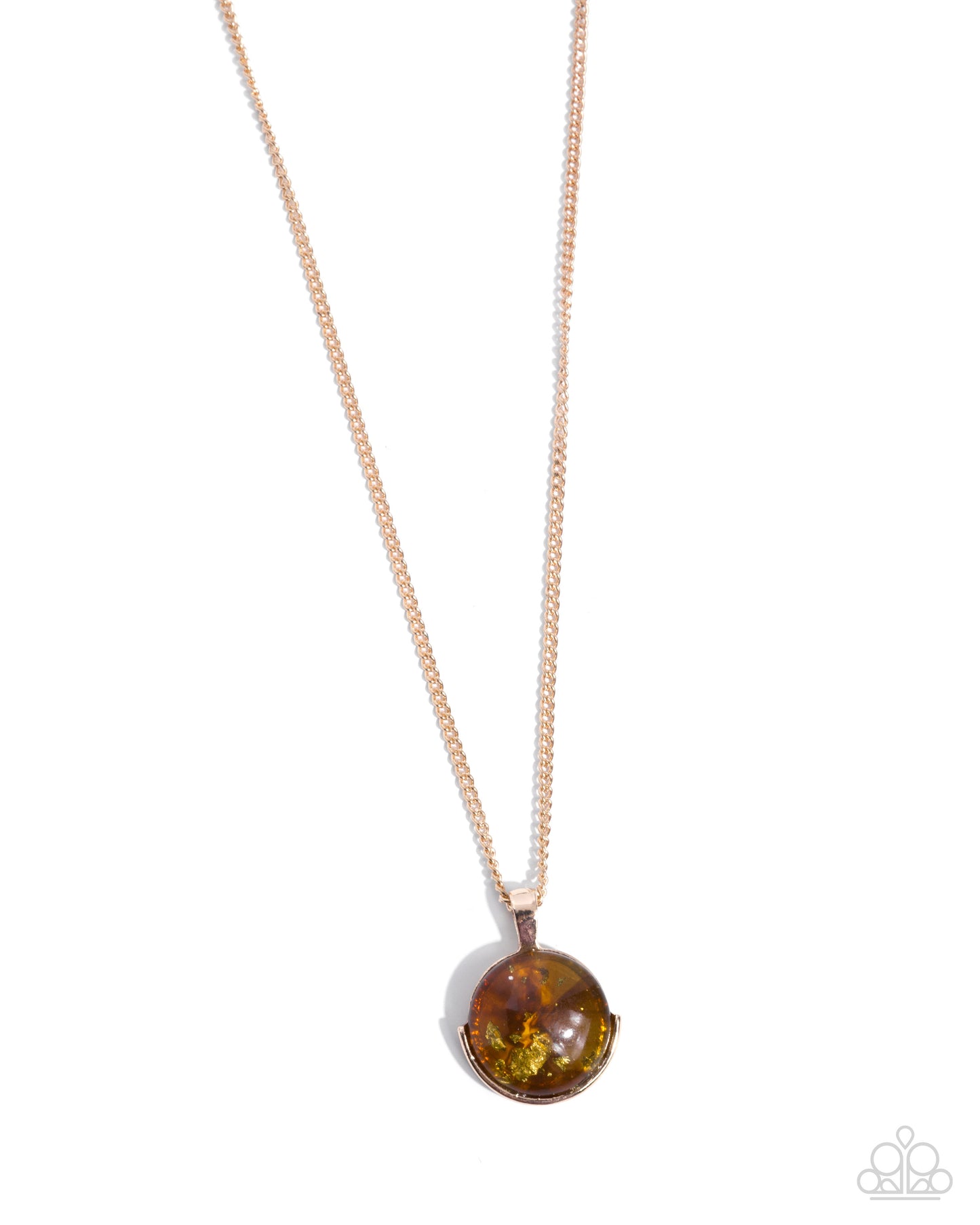 Paparazzi Cosmopolitan Comfort - Brown Cat's Eye Stone & Gold Fleck Pendant Necklace N2947