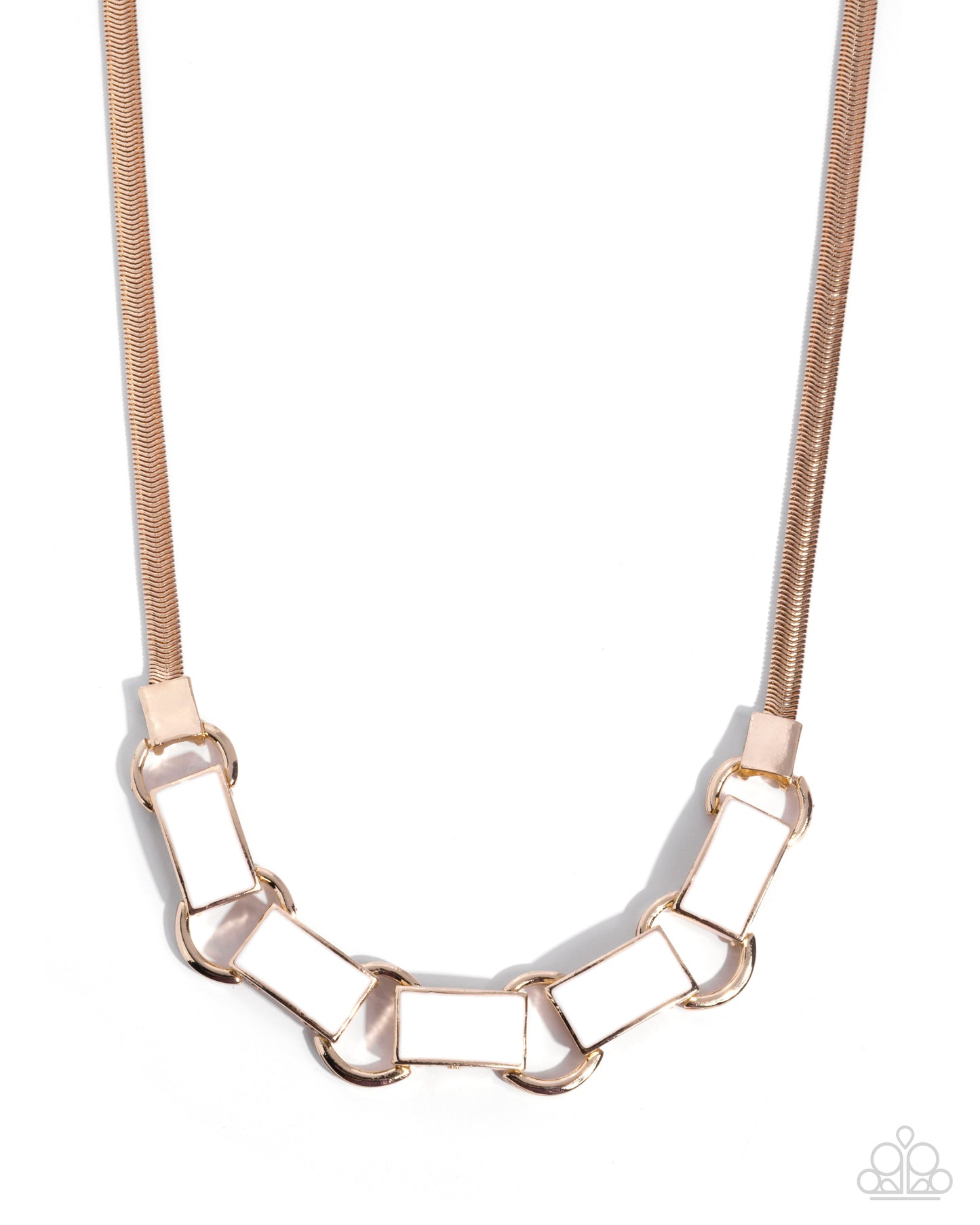Paparazzi Adorably Animated - White Painted Gold Necklace