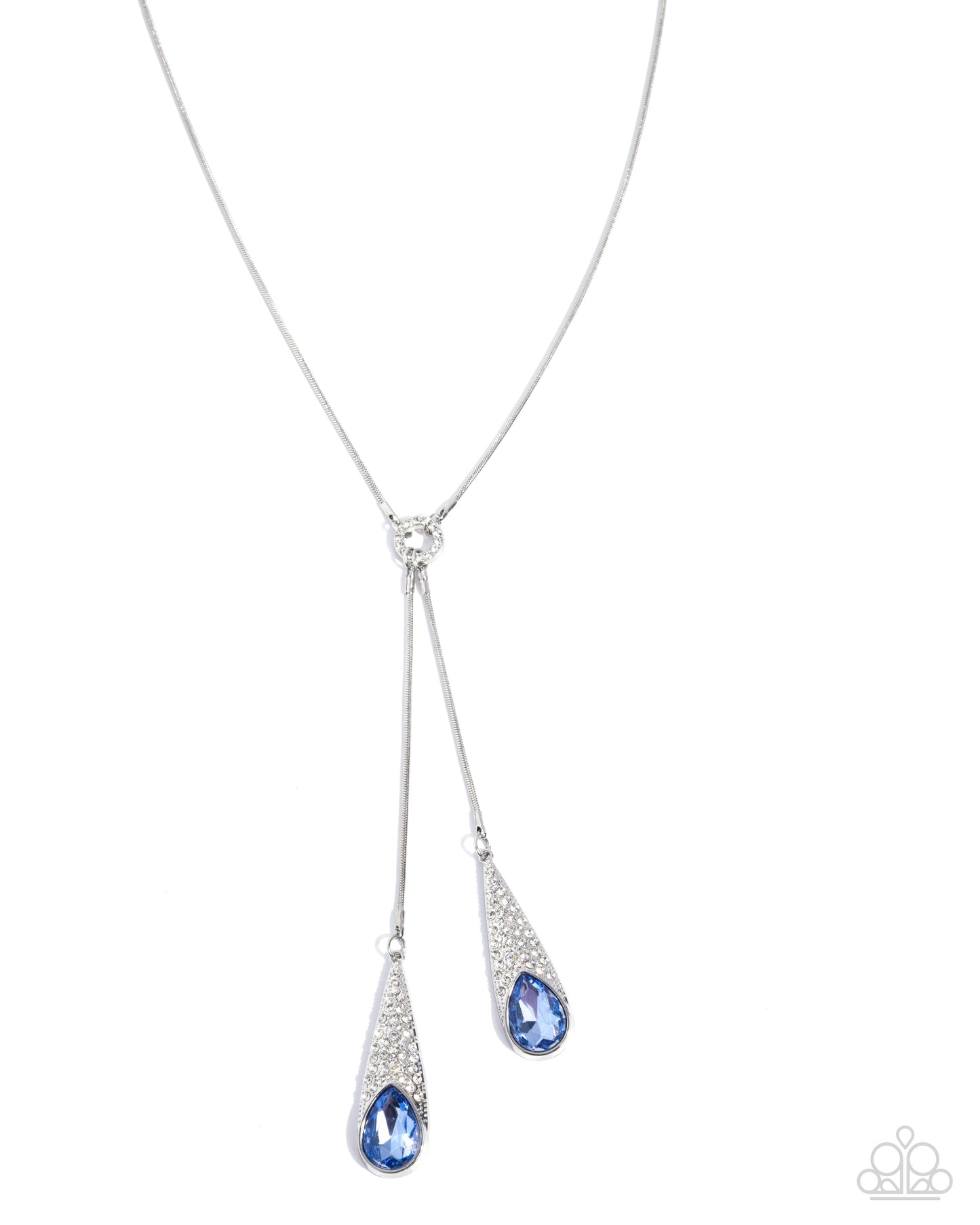 Paparazzi Sparkly Sway - Blue Light Sapphire Gem Silver Snake Chain Necklace