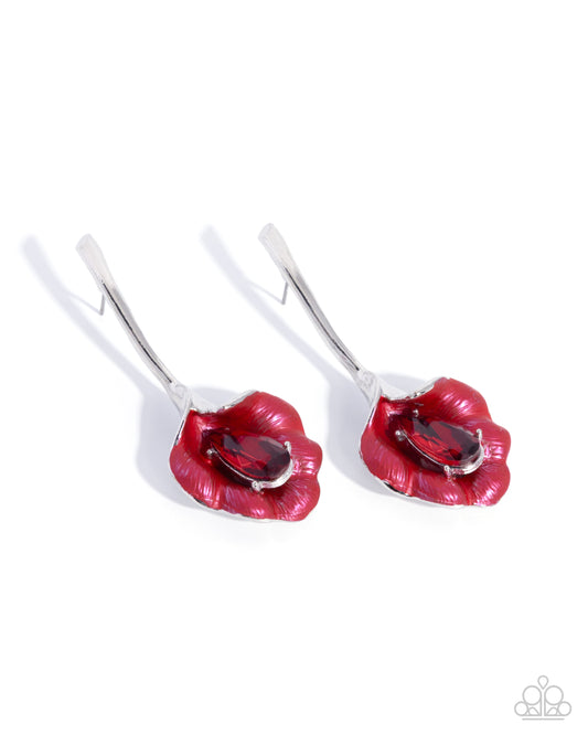 Paparazzi Swaying Springtime - Red Gem Calla Lily Post Earring