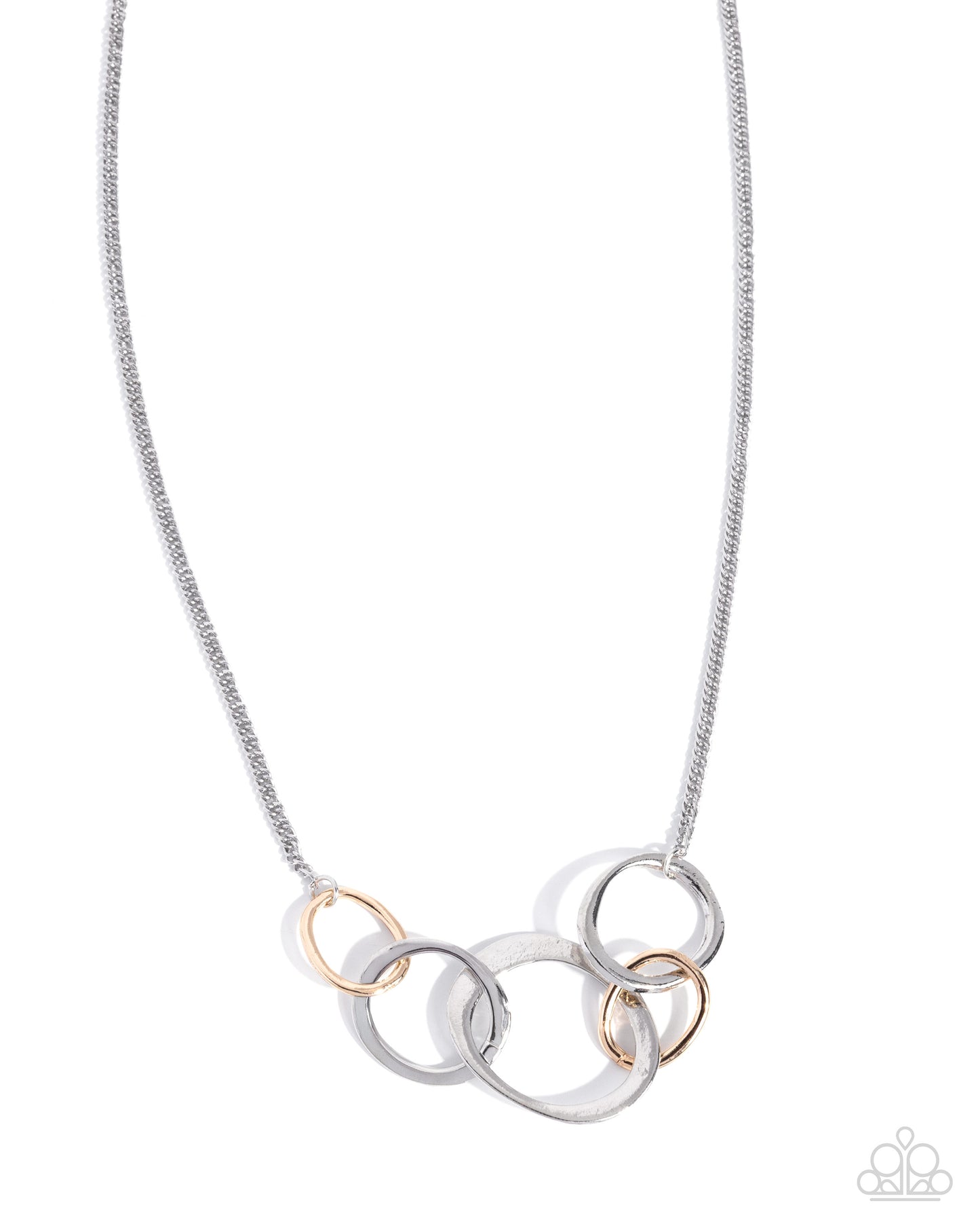 Paparazzi Ring Redux - Silver & Gold Ring Necklace N3974