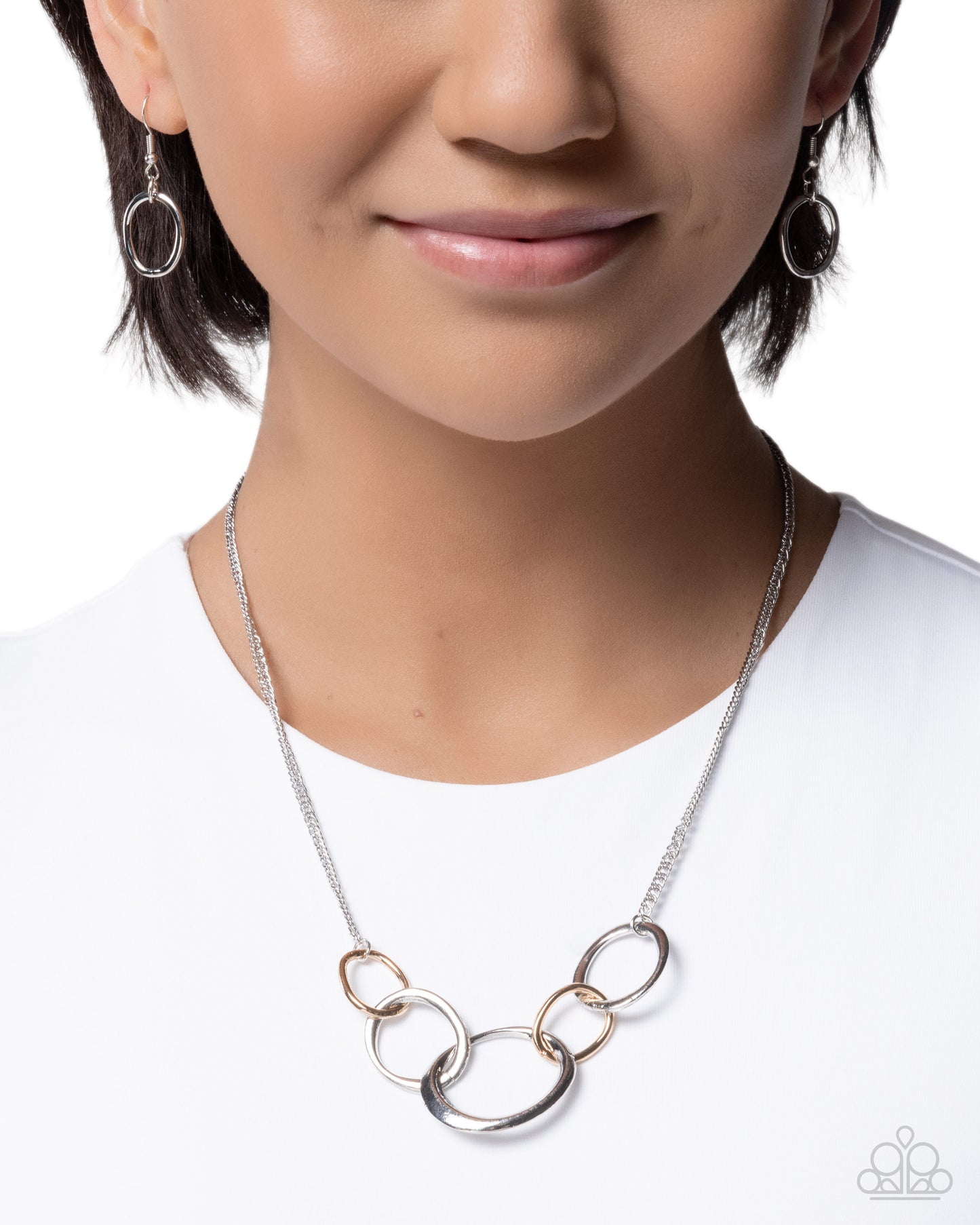 Paparazzi Ring Redux - Silver & Gold Ring Necklace N3974