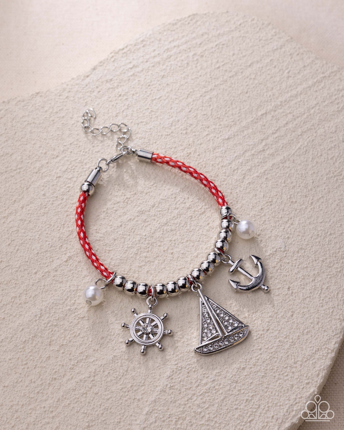 Paparazzi Sentimental Sailboat - Multi Red, White Cord Silver Beach Style Charm Style Bracelet Empower Me Pink 2026