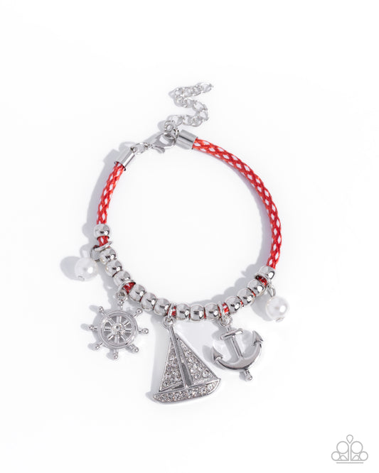 Paparazzi Sentimental Sailboat - Multi Red, White Cord Silver Beach Style Charm Style Bracelet Empower Me Pink 2026