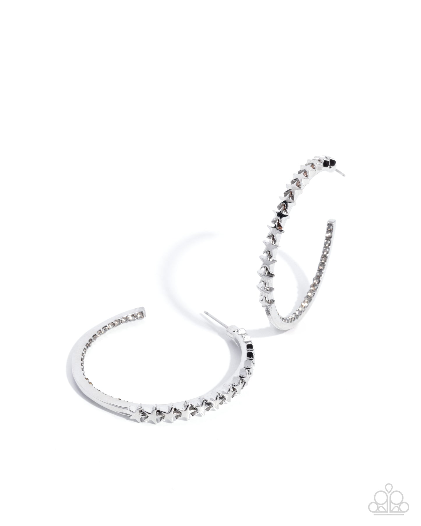 Paparazzi Patriotic Passage - Silver Star 1 3/4 Inch Hoop Earring