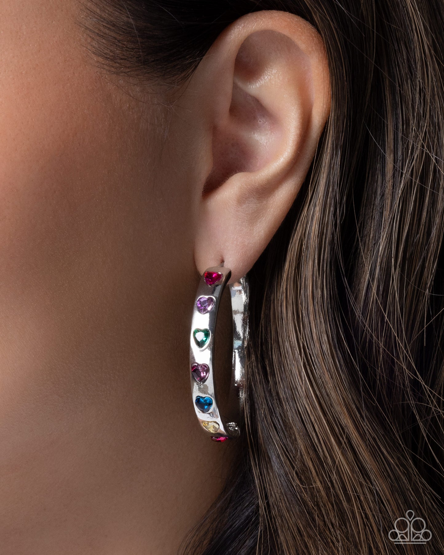 Paparazzi Glistening Grandeur - Multicolored Gem 1 3/4 Inch Hoop Earring E3154