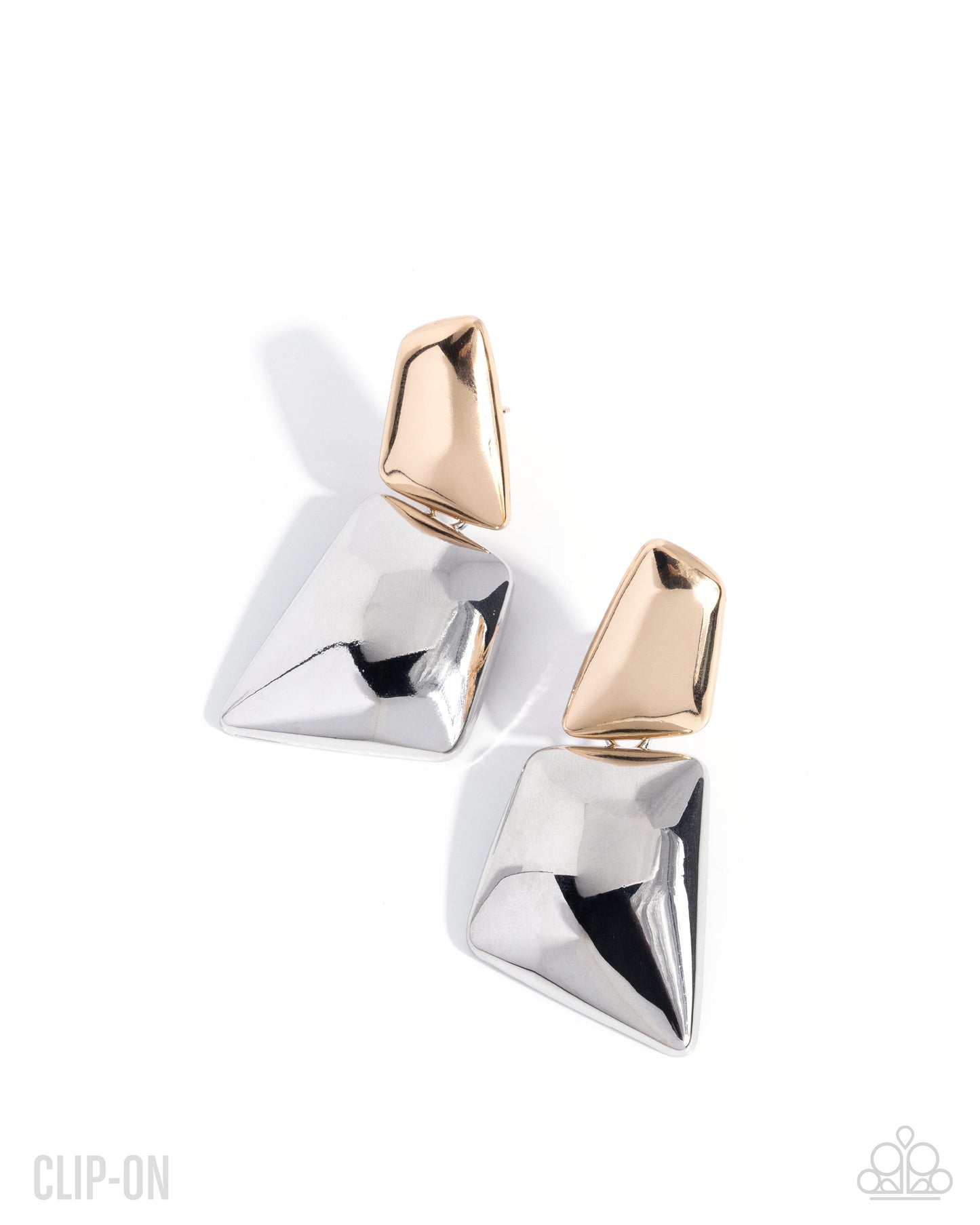 Paparazzi Polished Pedigree - Multi Gold & Silver High Sheen Clip-On Earring E3350