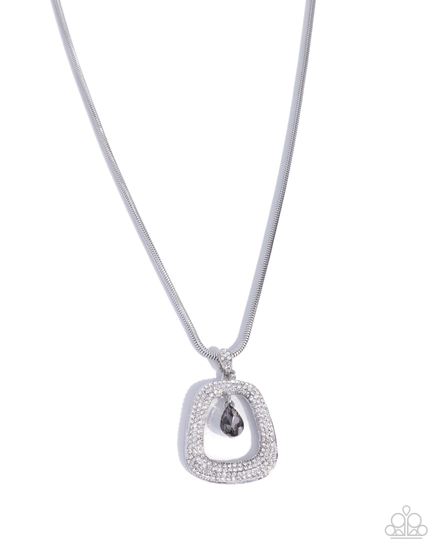 Paparazzi Scattered Spell - Silver Smoky Gem White Rhinestone Pendant Necklace