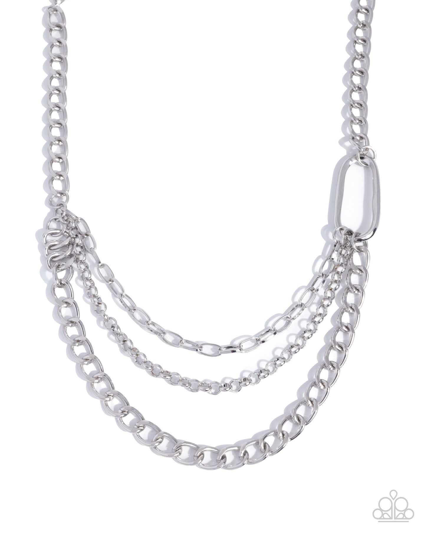 Paparazzi Reflective Renegade - Silver Layered Chain Necklace N3799
