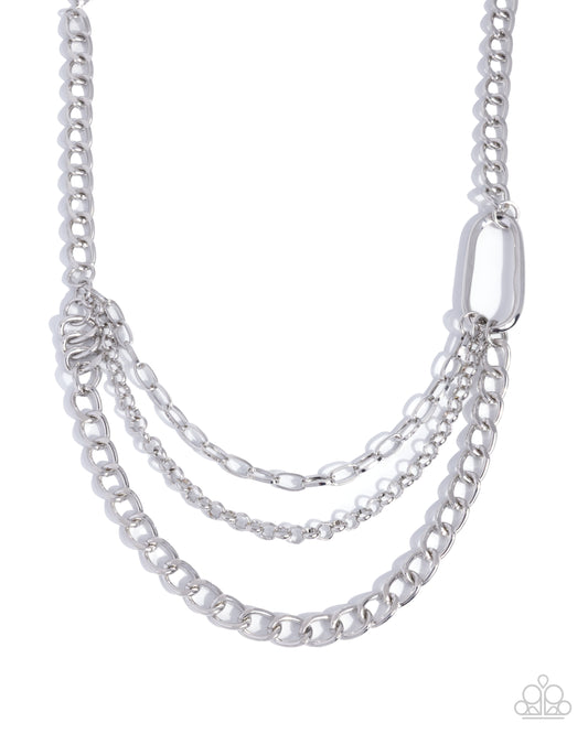 Paparazzi Reflective Renegade - Silver Layered Chain Necklace N3799