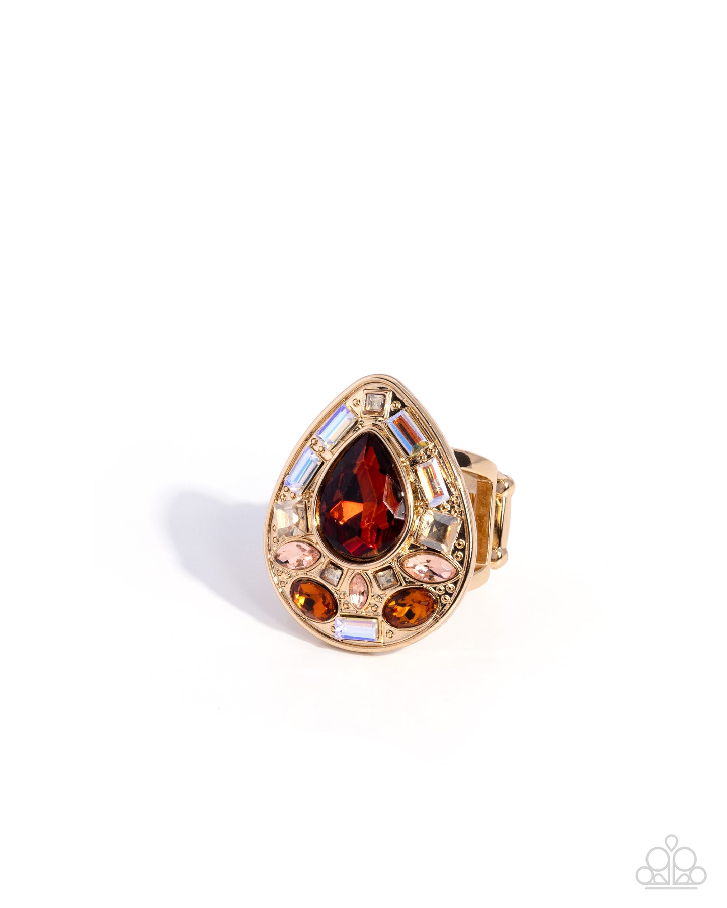 Paparazzi Polished Petition - Brown Topaz, Champagne Gem Gold Ring R1347