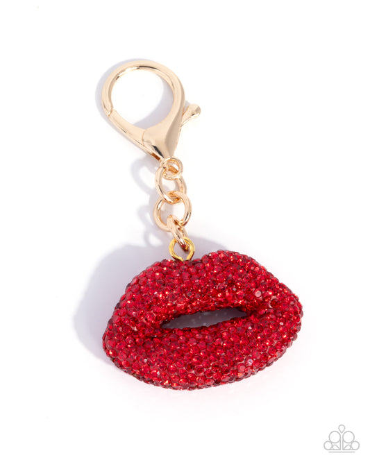 Paparazzi Good Luck Kiss - Red Rhinestone Lips Purse Bag Charm