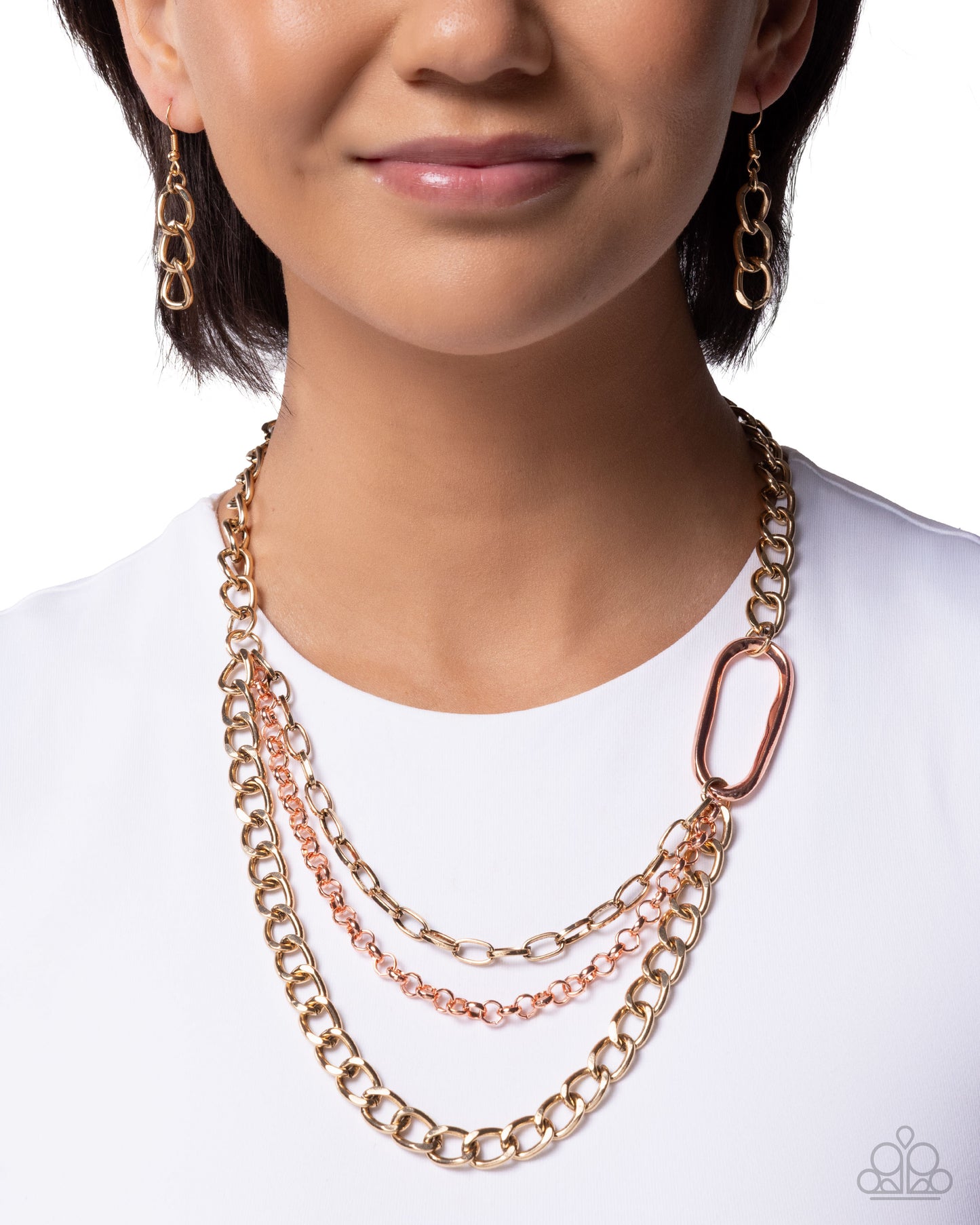 Paparazzi Reflective Renegade - Multi Shiny Copper & Antiqued Gold Layered Chain Necklace N3079
