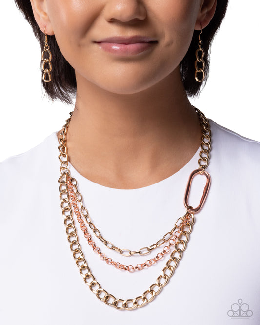 Paparazzi Reflective Renegade - Multi Shiny Copper & Antiqued Gold Layered Chain Necklace N3079