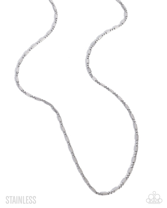 Paparazzi Strategic Sheen - Silver Stainless Steel Urban Men's Necklace N3917