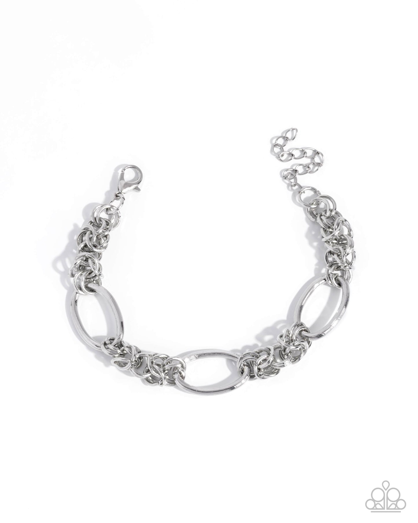 Paparazzi Mismatched Monument - Silver Oval Link Chain Bracelet B2698