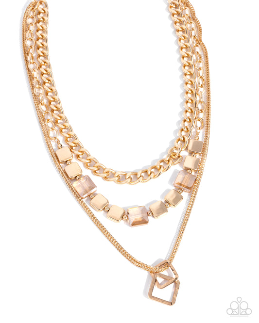 Paparazzi Titan Tapestry - Gold Layered Curb, Classic & Cable Chain Necklace
