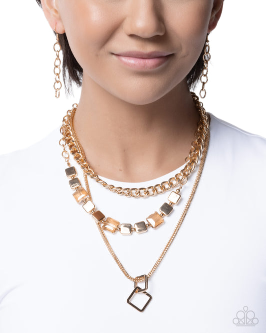 Paparazzi Titan Tapestry - Gold Layered Curb, Classic & Cable Chain Necklace