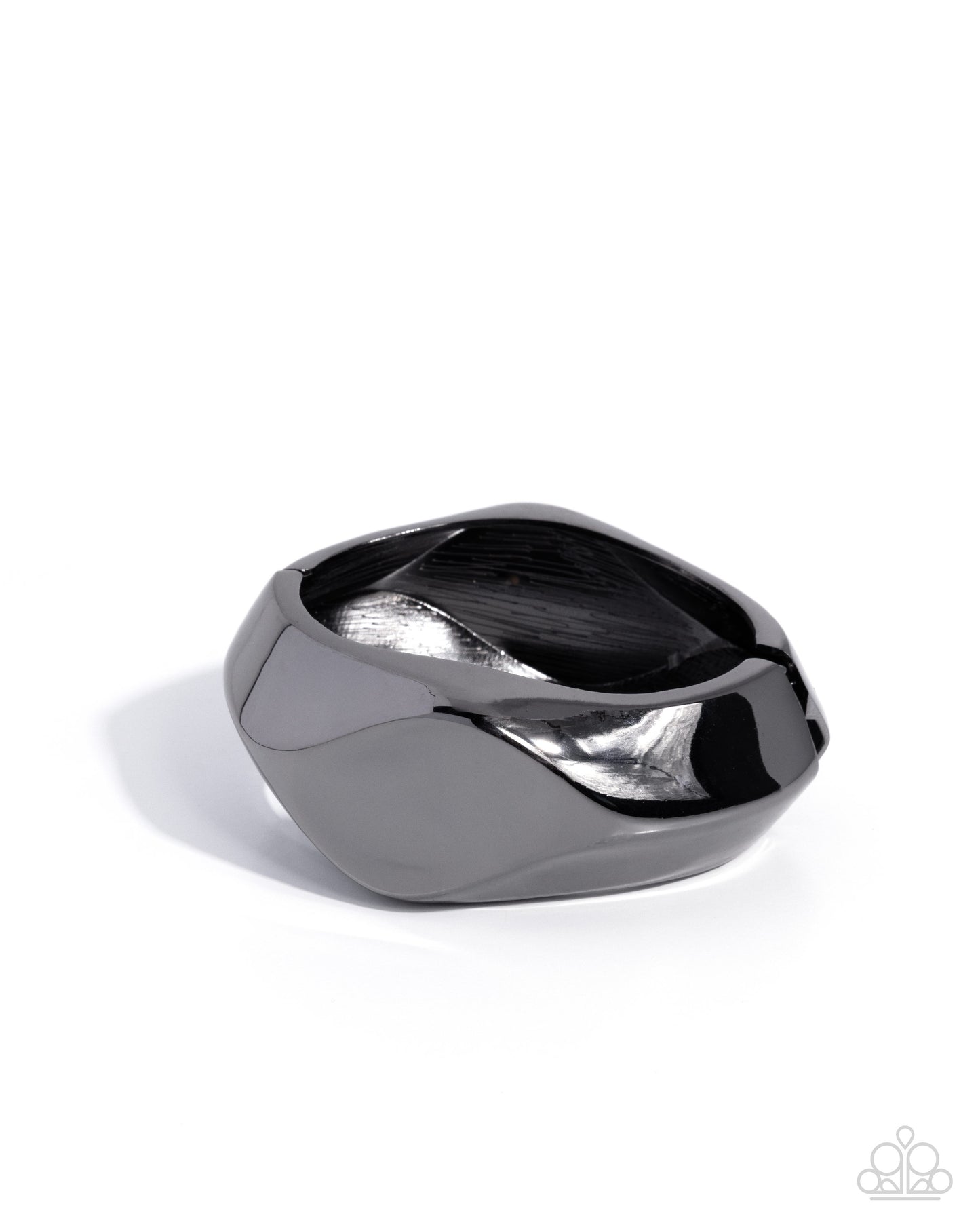 Paparazzi Robust Reveal - Black Gunmetal Hinged Bracelet B2772