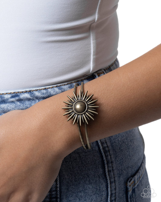 Paparazzi Radiant Reign - Brass Sun Cuff Bracelet