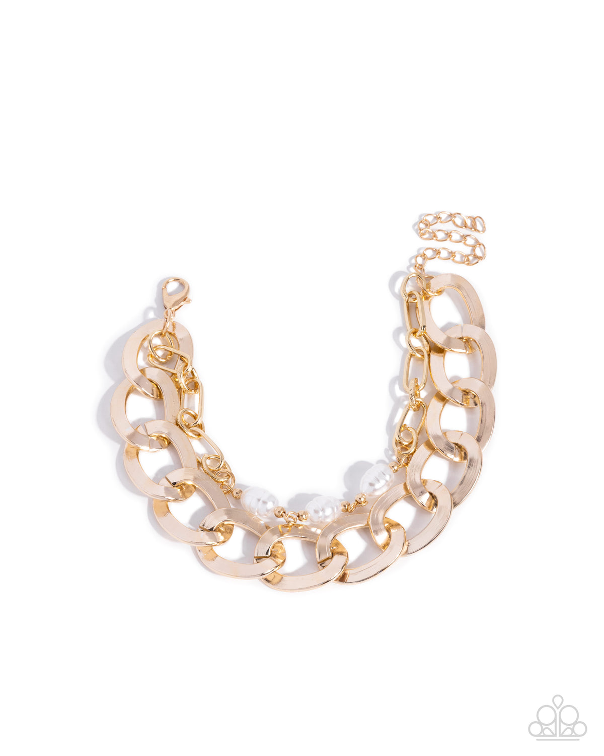 Paparazzi Poised Potential - Gold Paperclip Chain White Pearl Bracelet