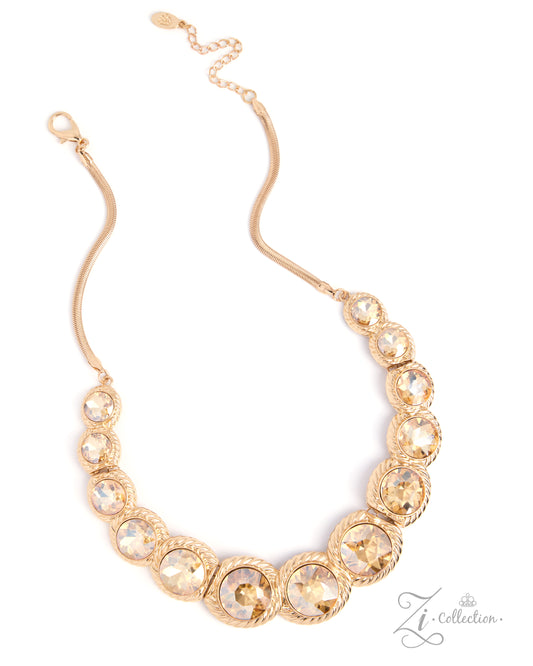 Paparazzi Aficionado  Champagne Gem Gold Zi Necklace 2026