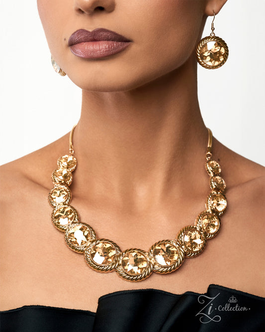 Paparazzi Aficionado  Champagne Gem Gold Zi Necklace 2026